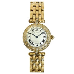 Vintage Pre-Owned Cartier Lady's Panthere Vendome Diamond Watch 18Ky Gold Quartz