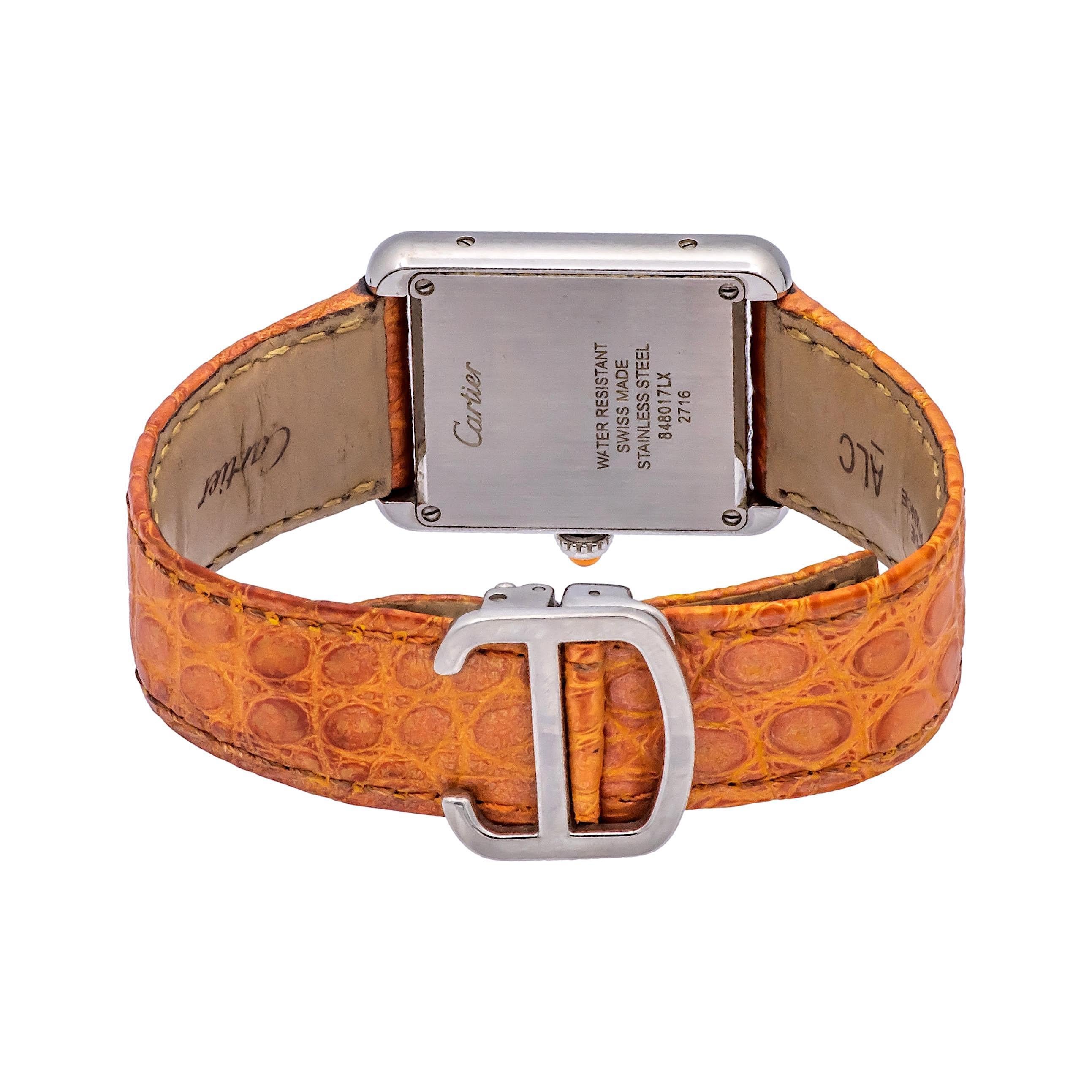 CARTIER Orange Tank Solo Quartz Montre d'occasion 2716 en vente 2