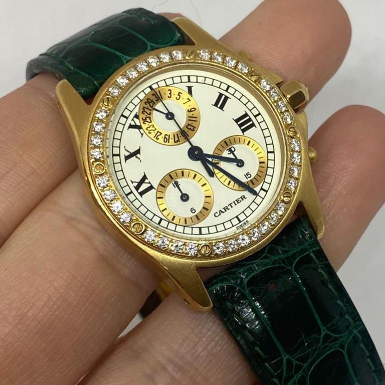 Women's Pre-Owned Cartier Santos Ronde Chronoreflex Boutique Exclusive Diamond Watch For Sale