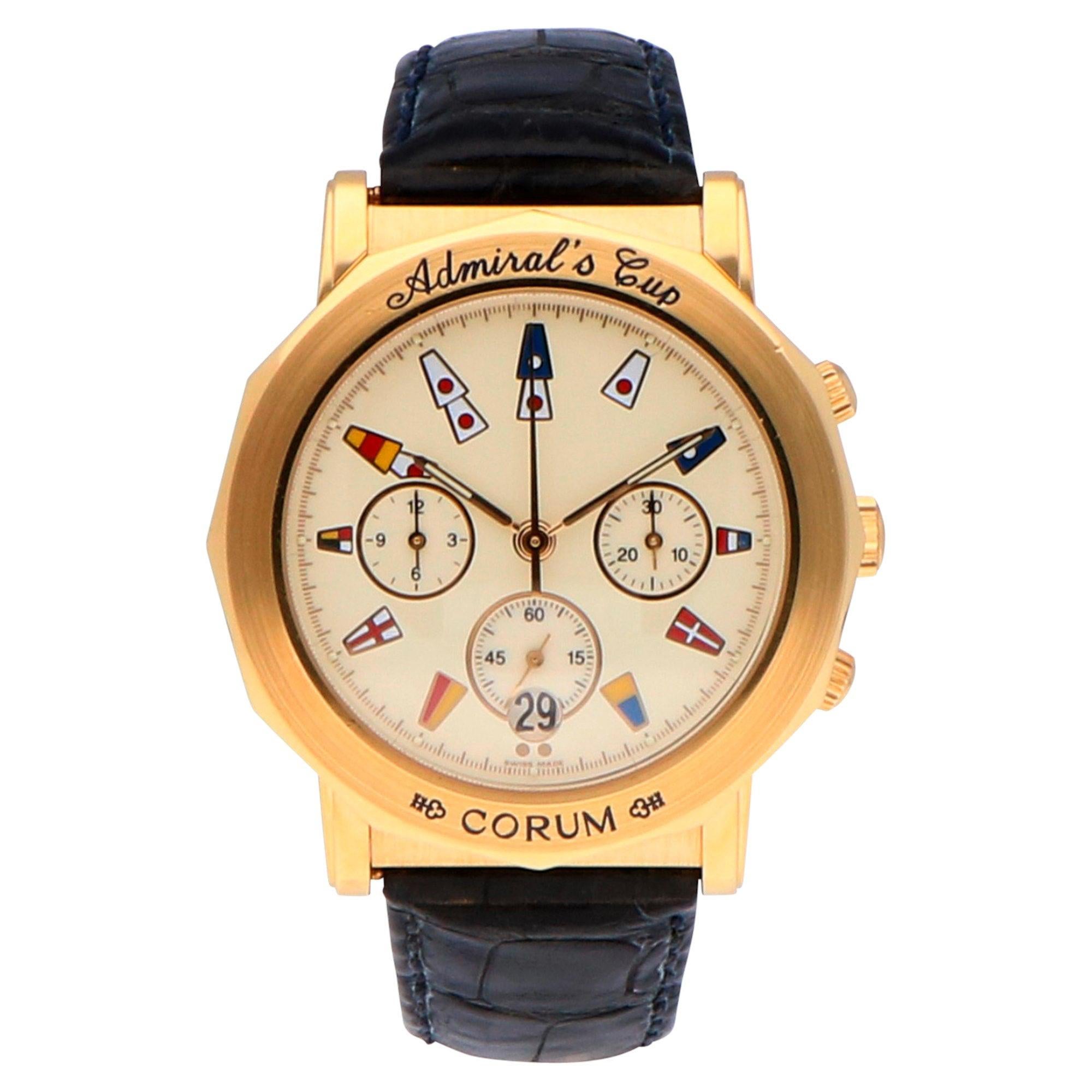 Pre-Owned Corum Admiral's Cup 18 Karat Yellow Gold 296.830.56 Watch