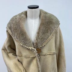 Brand New Fendi Fendissime Italian Beige Shearling Fur Coat (Size 14-L)