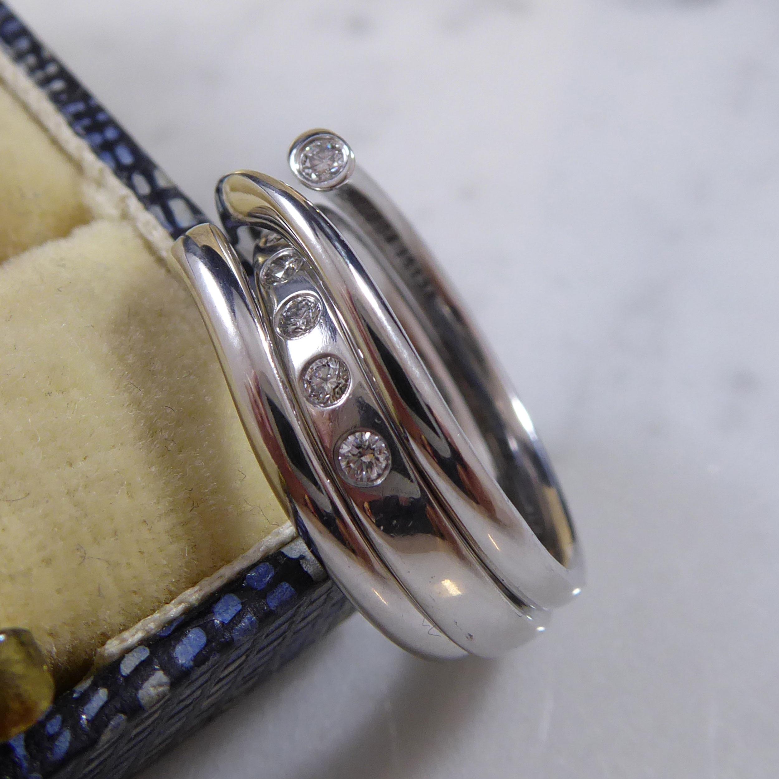 Pre-owned Georg Jensen Magic-Ring-Kombination mit Diamant- Innerband (Moderne)