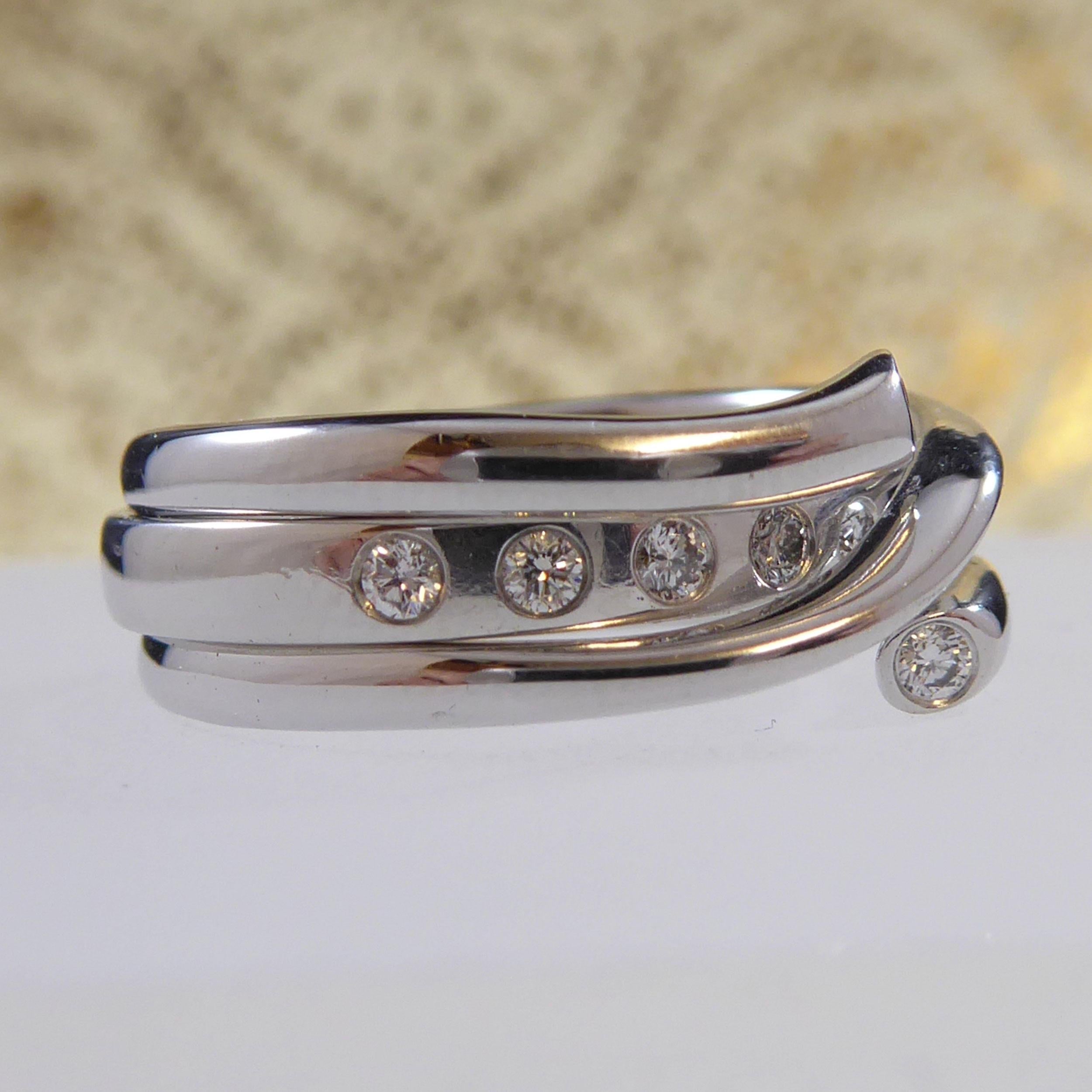Pre-owned Georg Jensen Magic-Ring-Kombination mit Diamant- Innerband im Zustand „Gut“ in Yorkshire, West Yorkshire