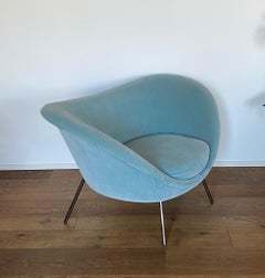 pre-owned Gio Ponti D.154.2 armchair in light blue suede fabric