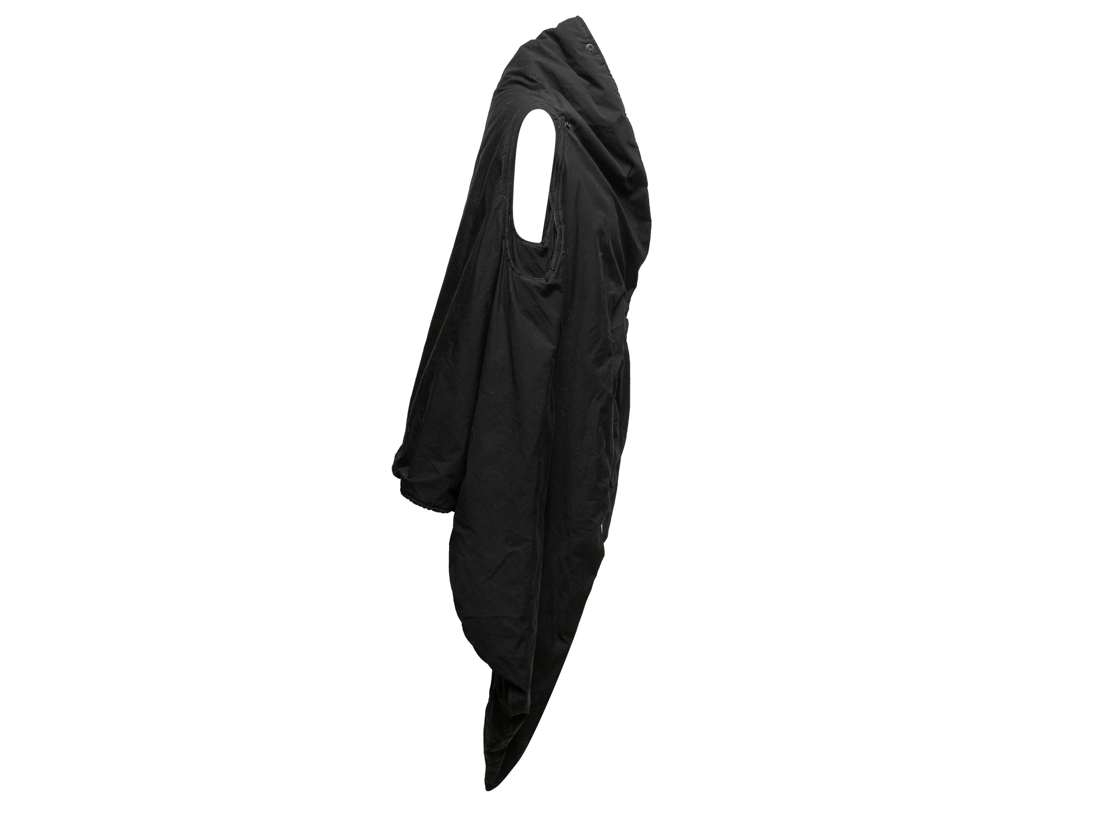 Black asymmetrical vest by Rick Owens Drkshdw. Circa 2013. Front snap closure. 46