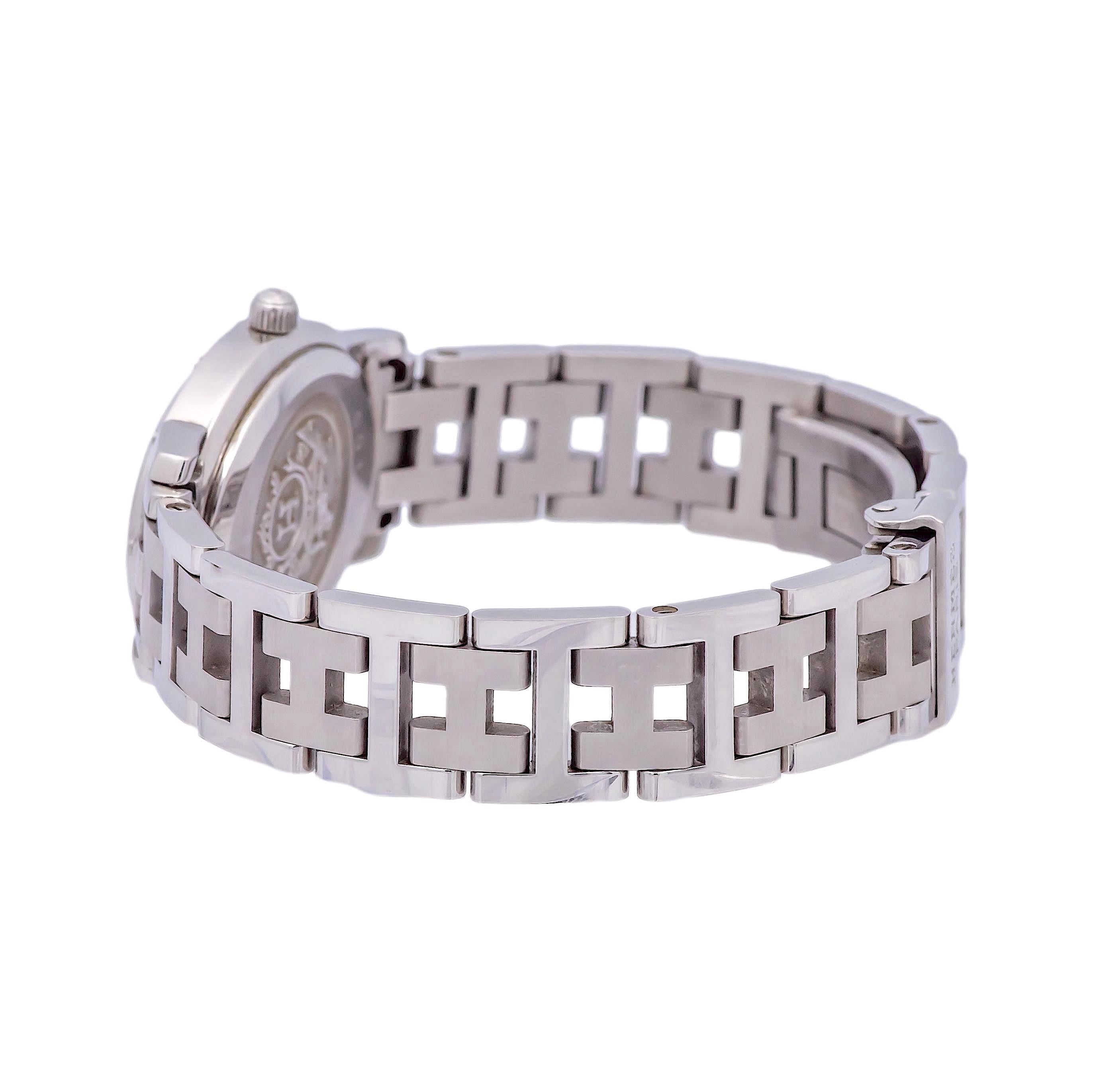 Contemporary Pre-Owned HERMES Stainless Steel Clipper Oval Ladies Watch CO1.210