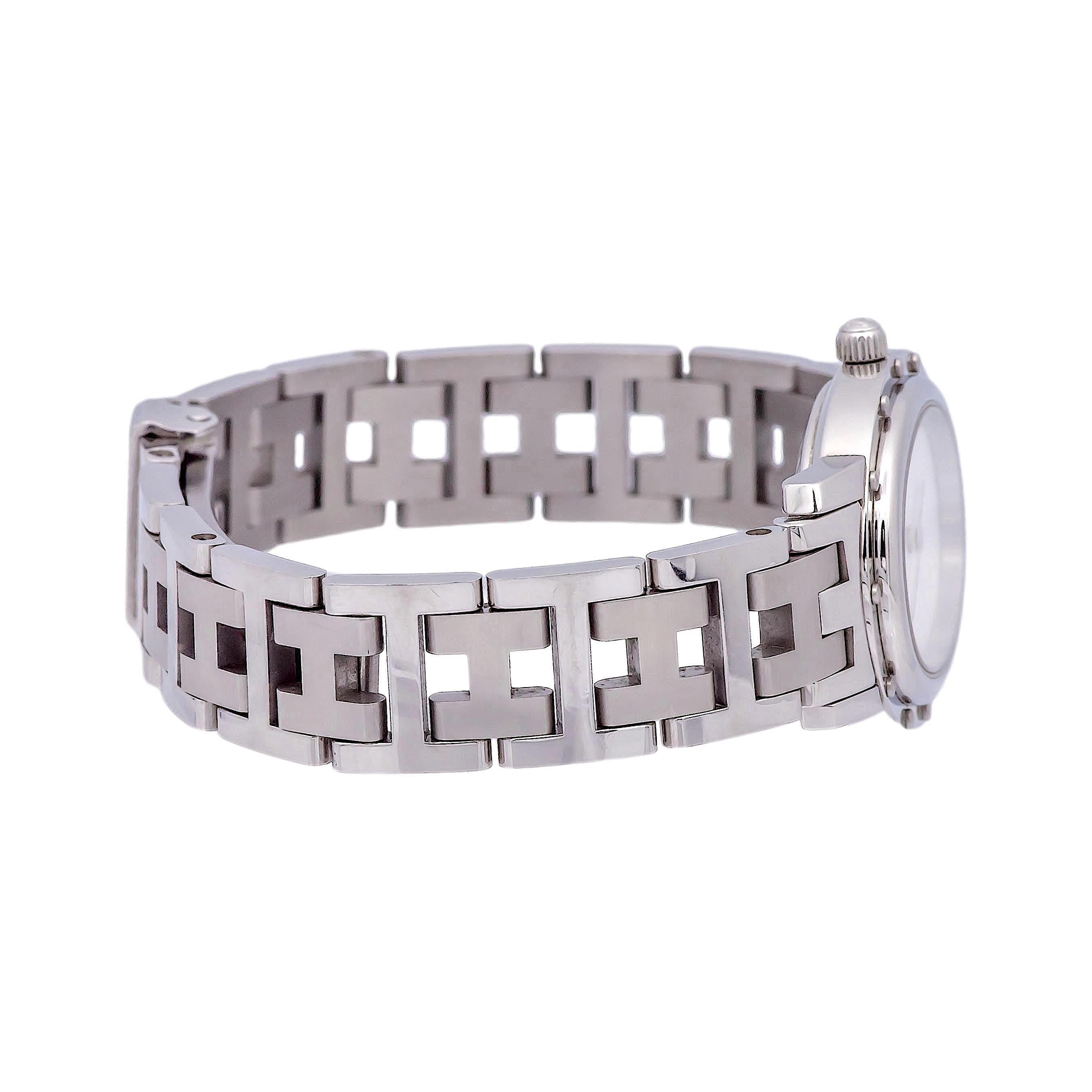 Women's Pre-Owned HERMES Stainless Steel Clipper Oval Ladies Watch CO1.210