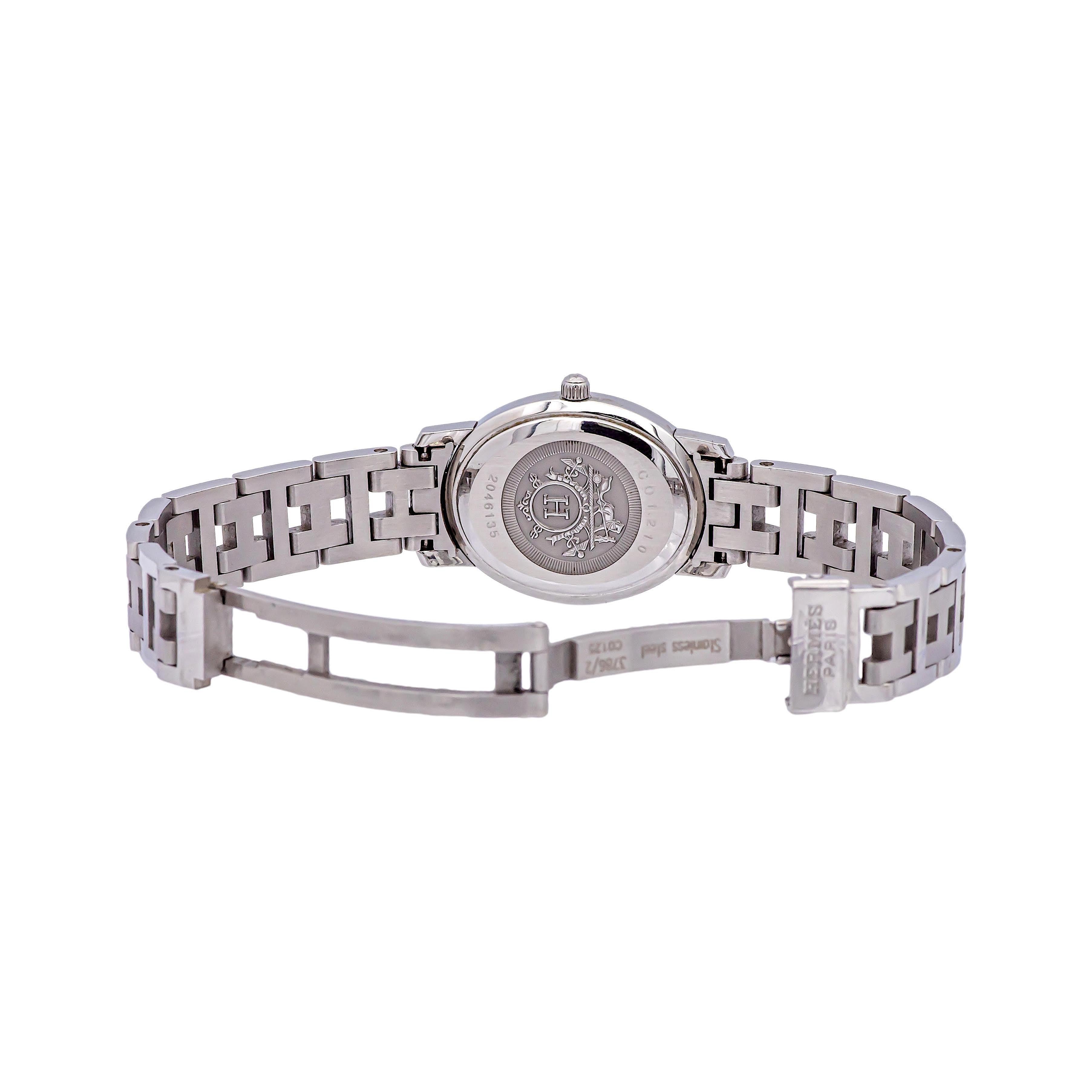 Pre-Owned HERMES Stainless Steel Clipper Oval Ladies Watch CO1.210 1