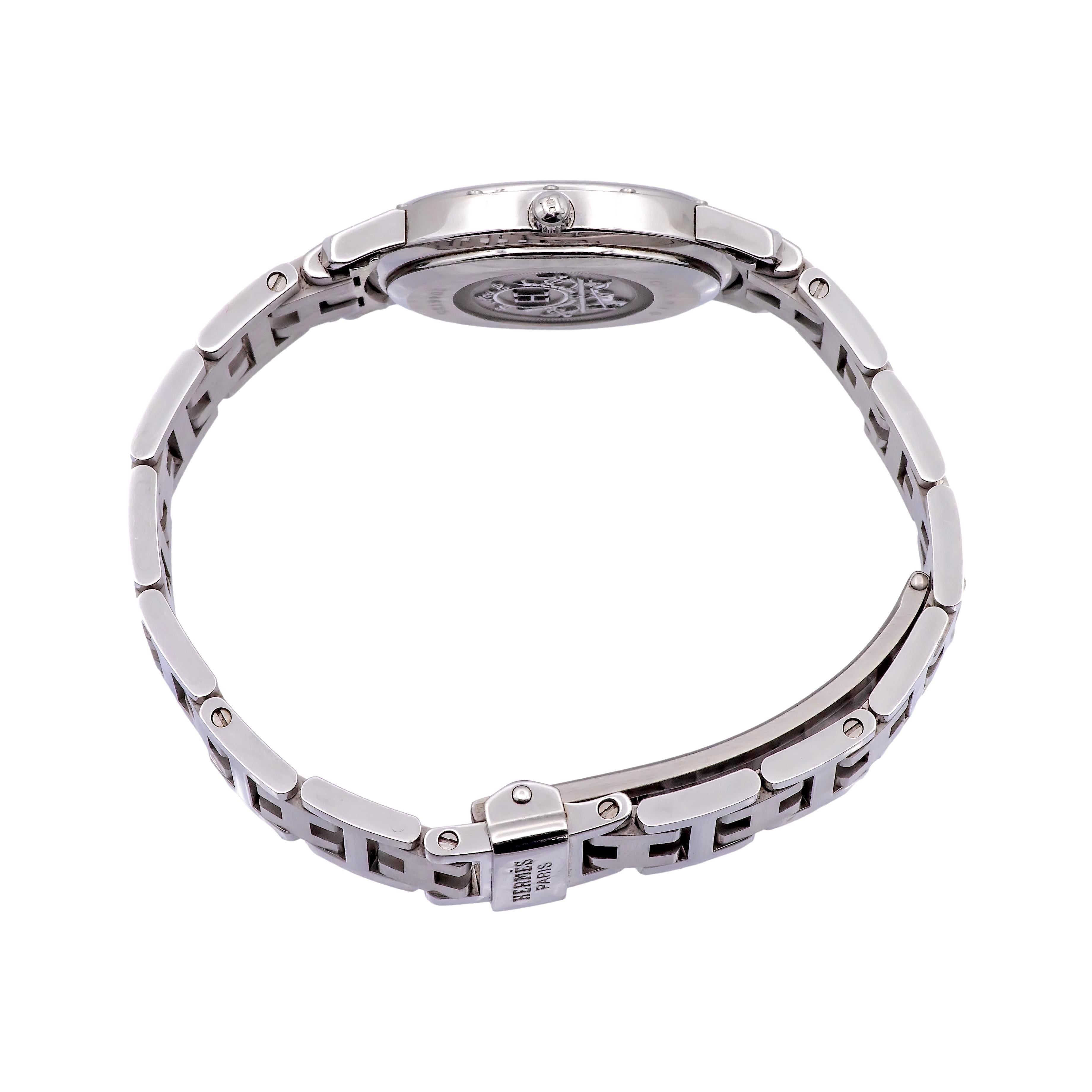 Pre-Owned HERMES Stainless Steel Clipper Oval Ladies Watch CO1.210 2