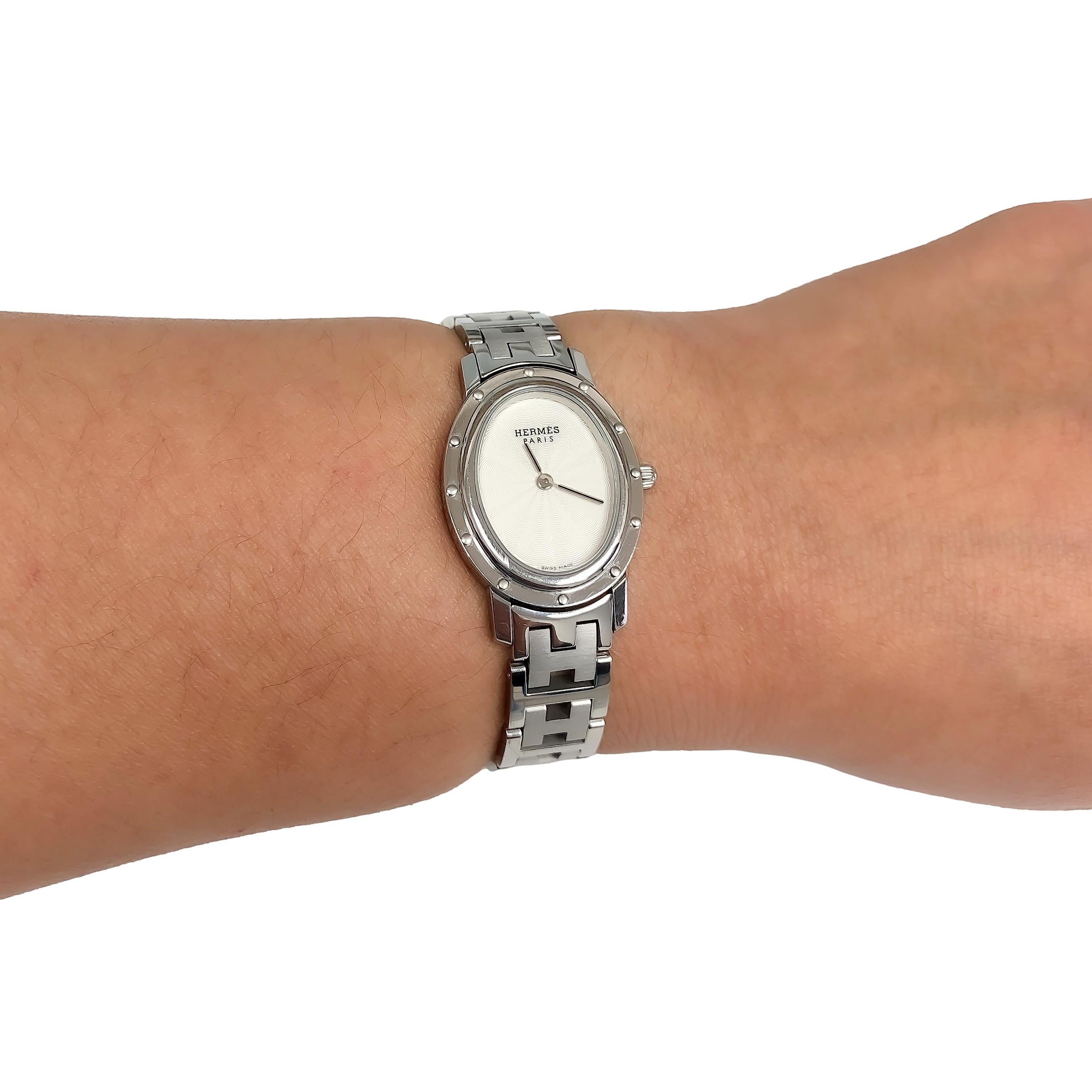 Pre-Owned HERMES Stainless Steel Clipper Oval Ladies Watch CO1.210 4