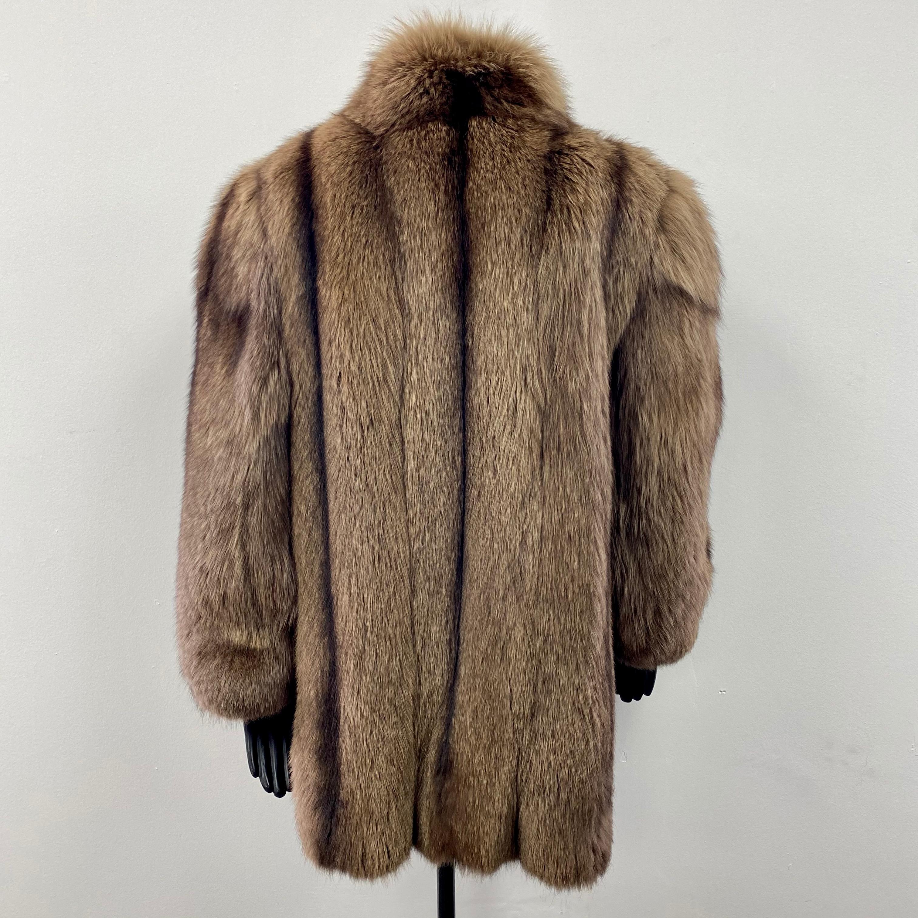 Brown Holt Renfrew Dyed Silver Fox Fur Stroller Coat (Size 10-M)