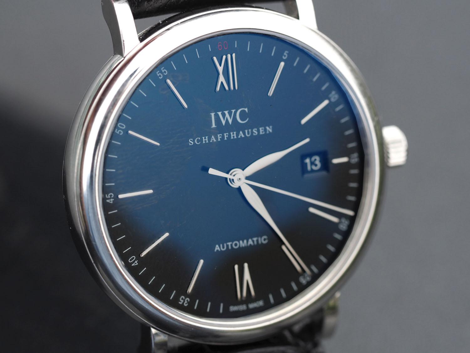 Pre-Owned IWC Gents SS Portofino Automatic Wristwatch on Black Strap In Excellent Condition In Addison, TX