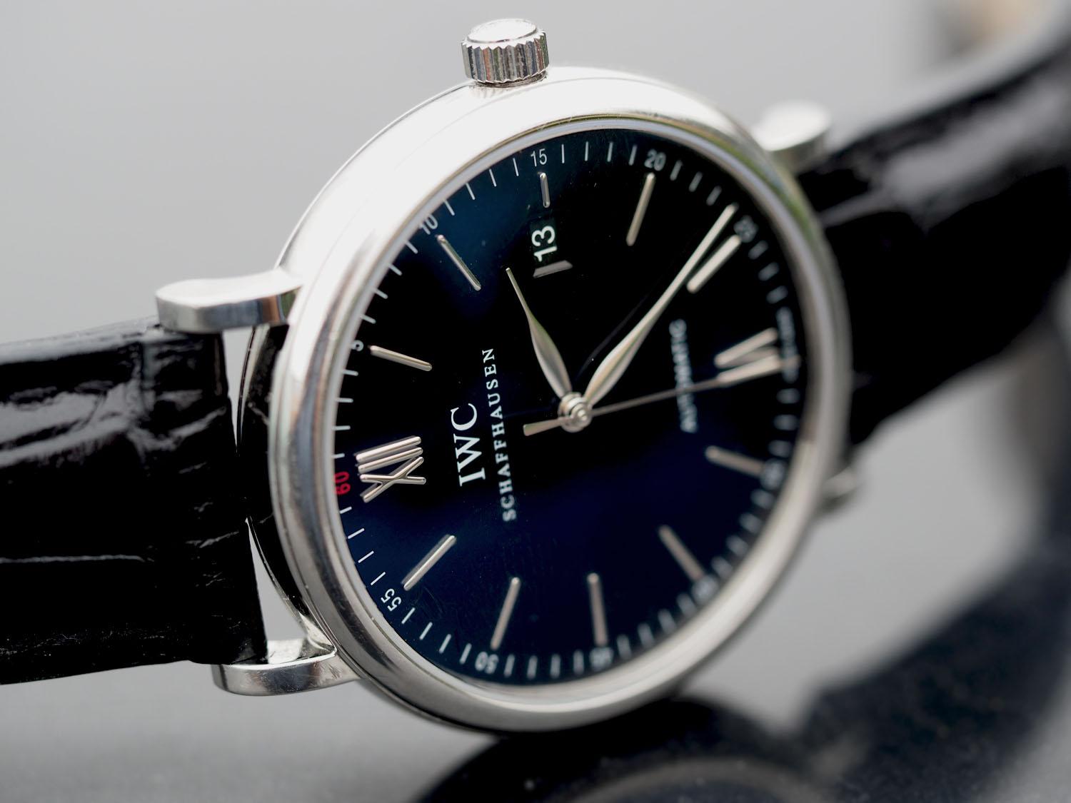 Men's Pre-Owned IWC Gents SS Portofino Automatic Wristwatch on Black Strap