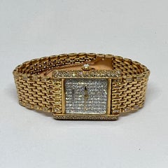 Gebrauchte Louis Cartier Tank Uhr Fabrik Diamanten Grain de Riz 18KY