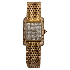 Pre-Owned Louis Cartier Tank Watch Factory Diamonds Grain de Riz 18KY