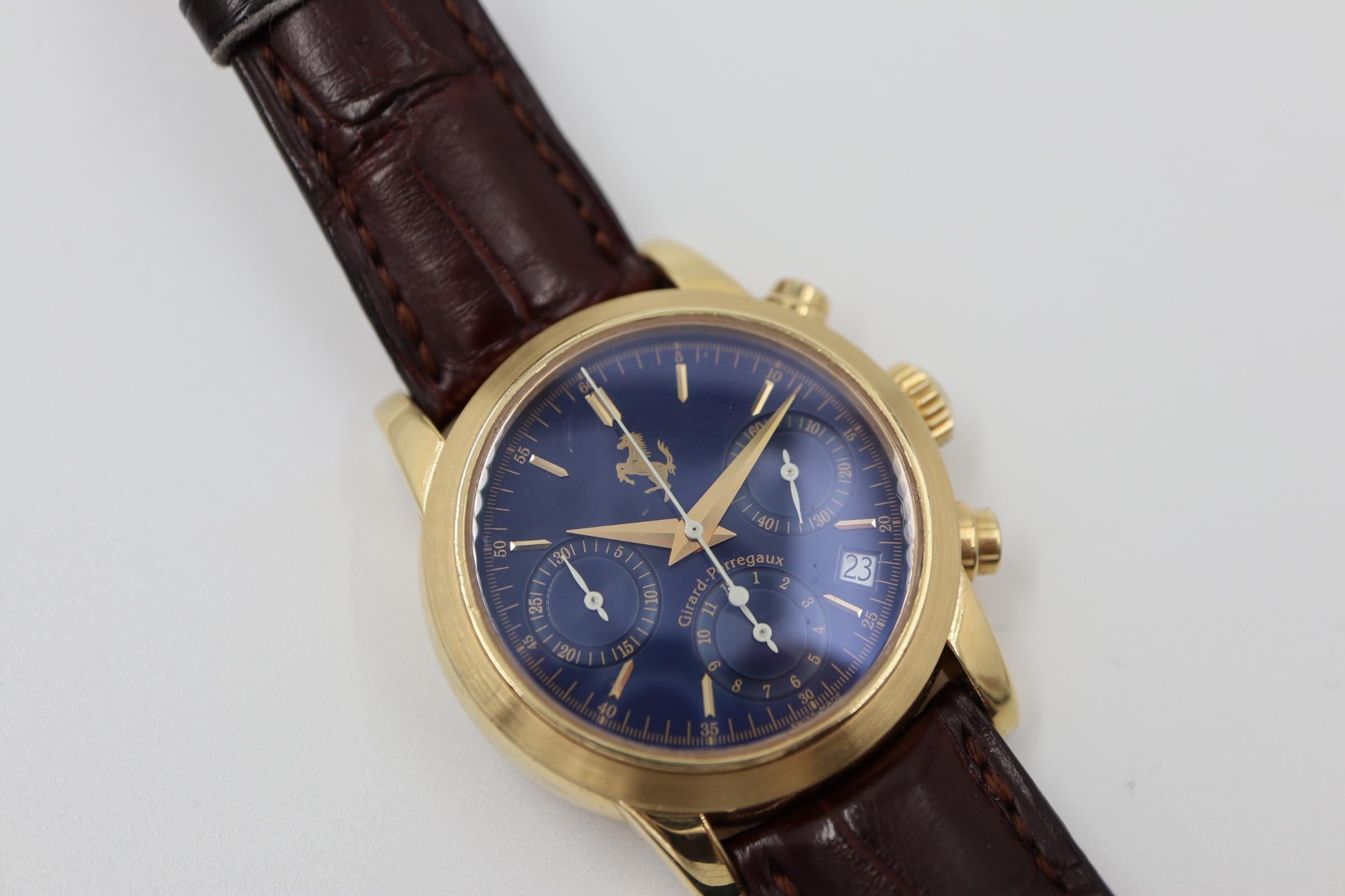 Pre-Owned Men's Girard Perregaux Chronograph Ferrari 18K Yellow Gold Watch 8020 For Sale 2