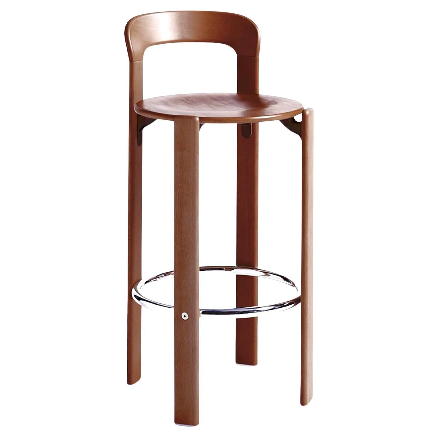 Pre Owned Modern Bruno Rey Bar Stool with Back in Brown by Dietiker For Sale