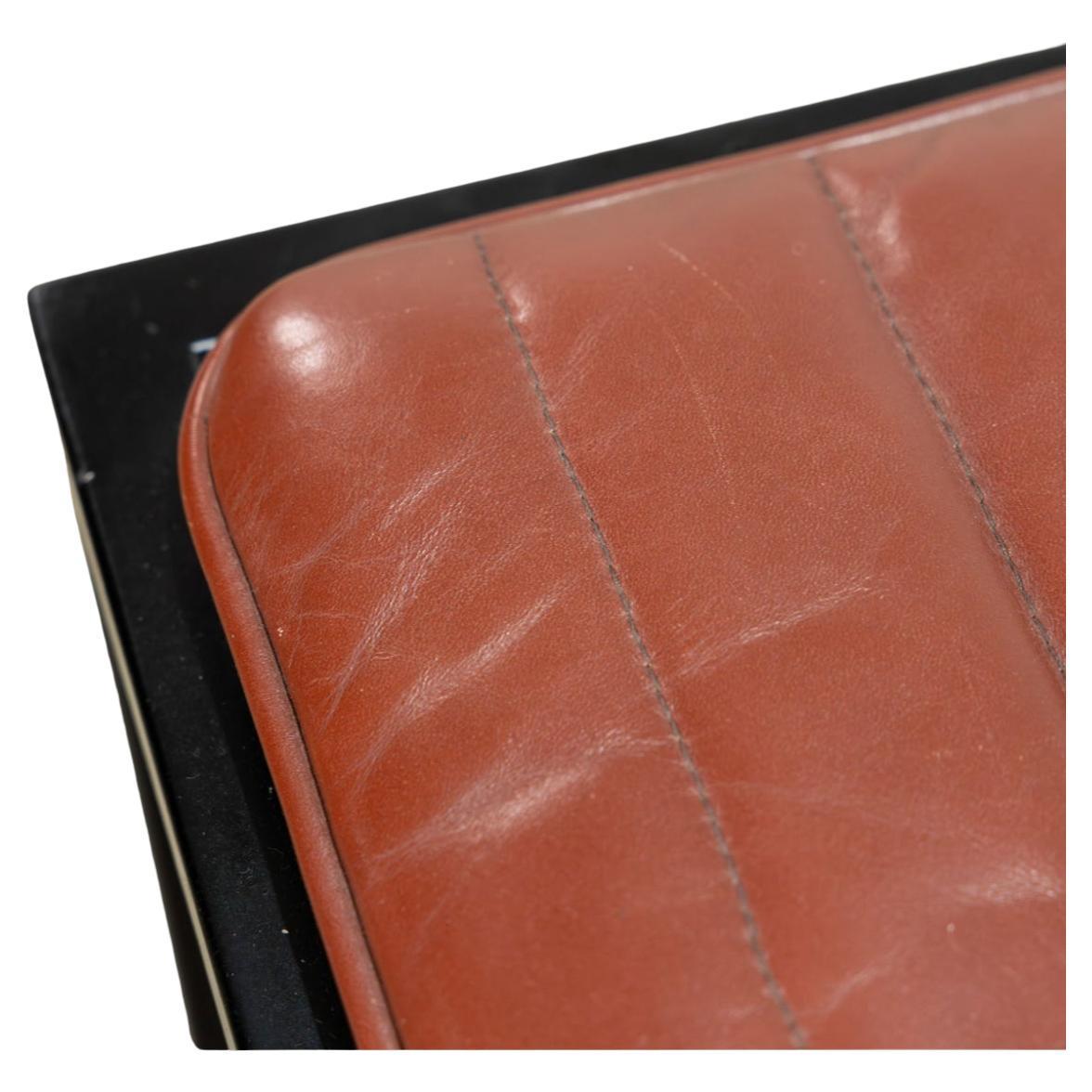 American Pre owned modern Red leather and metal custom made bench by Jason Horvath For Sale