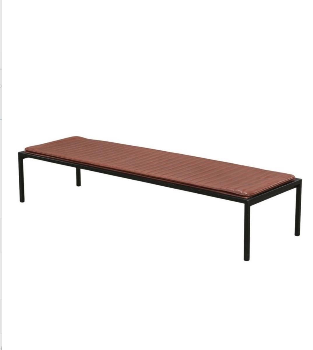 Metalwork Pre owned modern Red leather and metal custom made bench by Jason Horvath For Sale