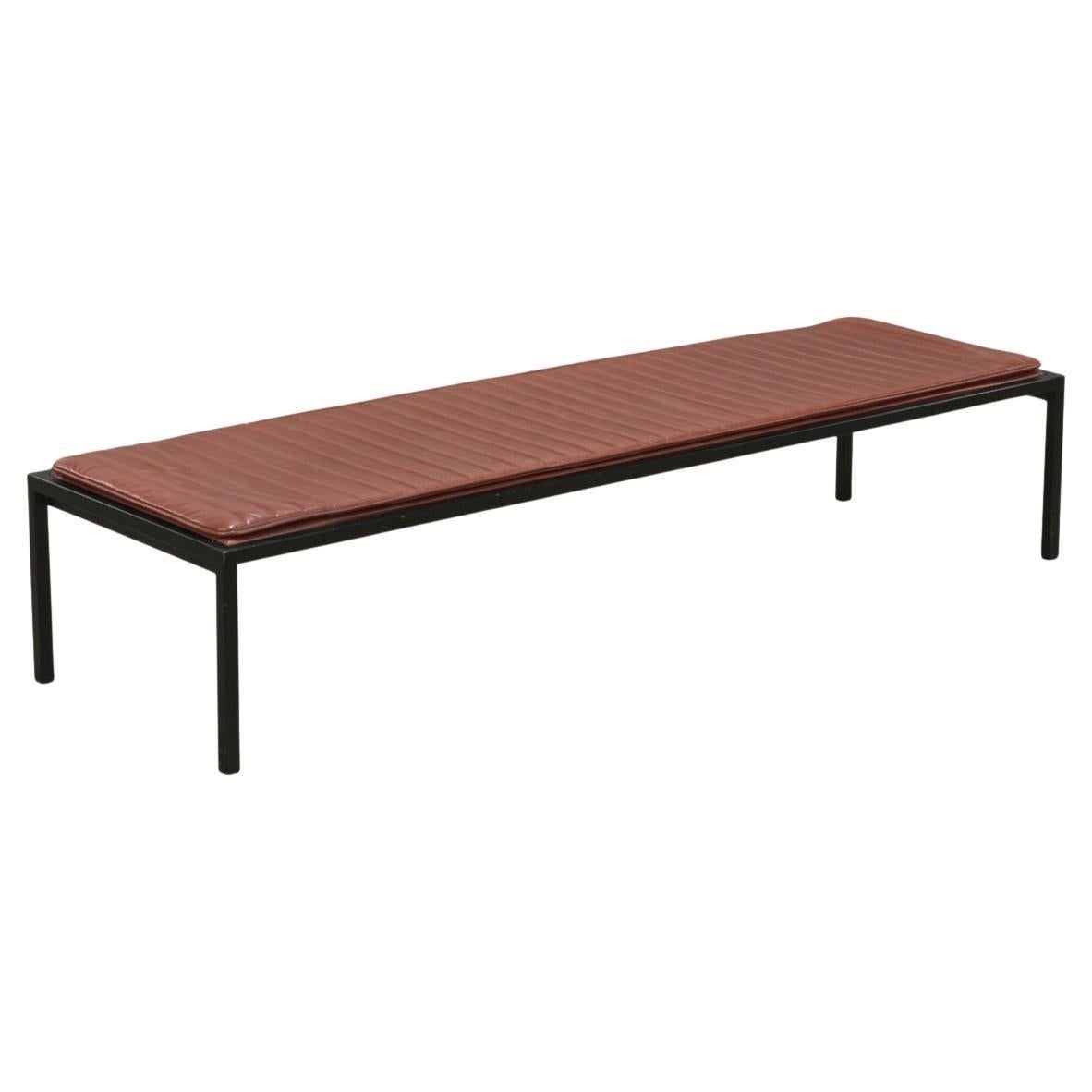 Pre owned modern Red leather and metal custom made bench by Jason Horvath For Sale