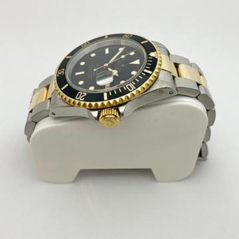 Men's Pre-Owned Rolex Submariner Black Dial and Bezel Steel 18Ky 16613 1997 Box/Papers