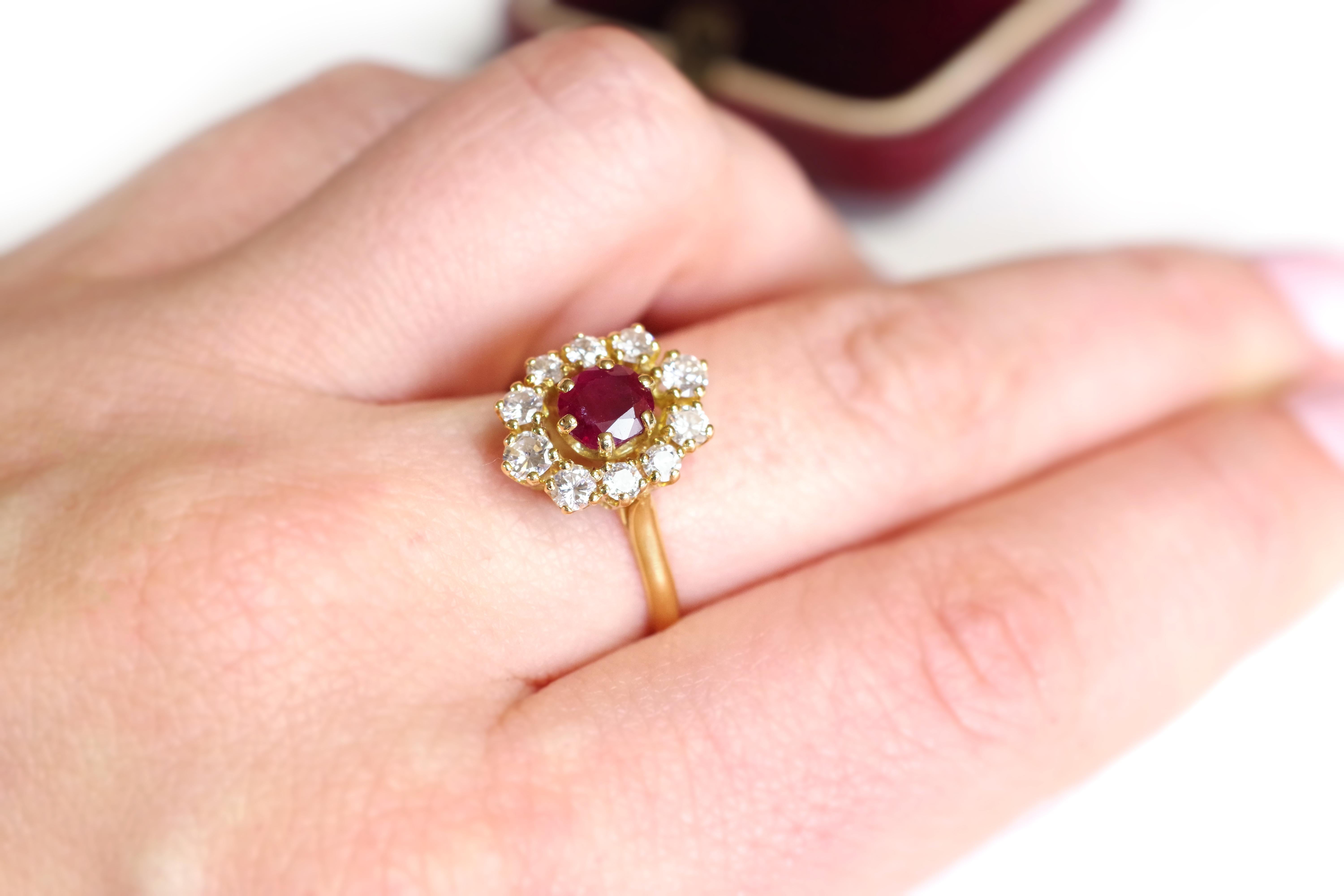 ruby and diamond cluster ring second hand