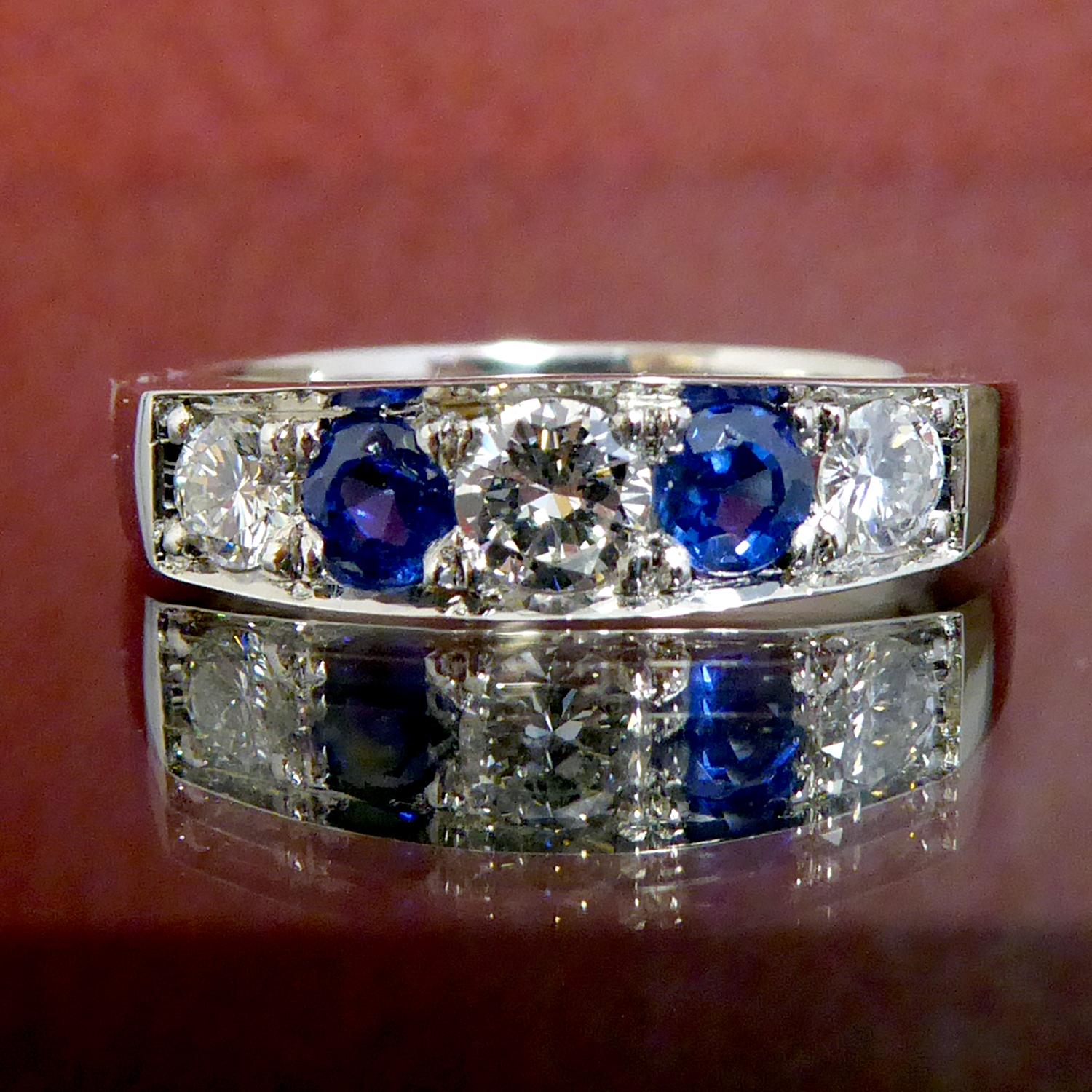 Brilliant Cut Pre-Owned Sapphire and Diamond Eternity Ring in Platinum