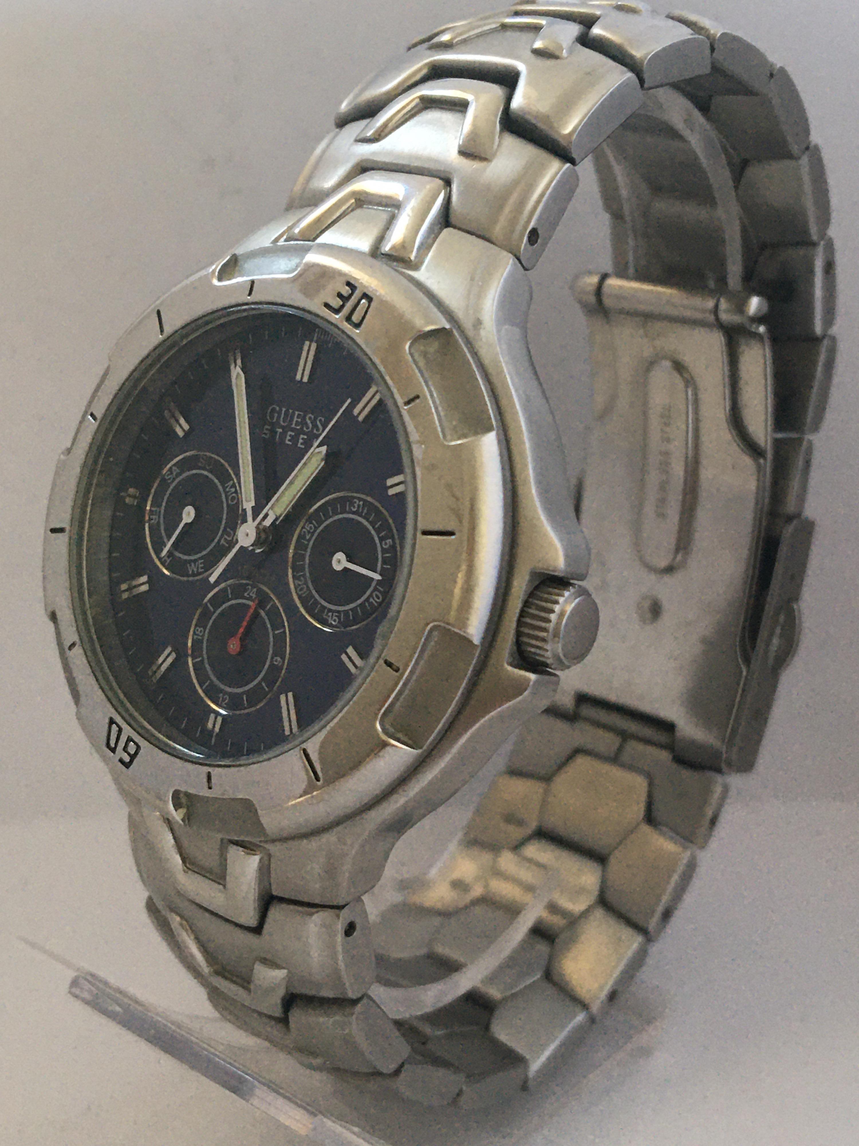 Pre-Owned Stainless Steel Guess Battery Operated Men’s Watch In Good Condition In Carlisle, GB