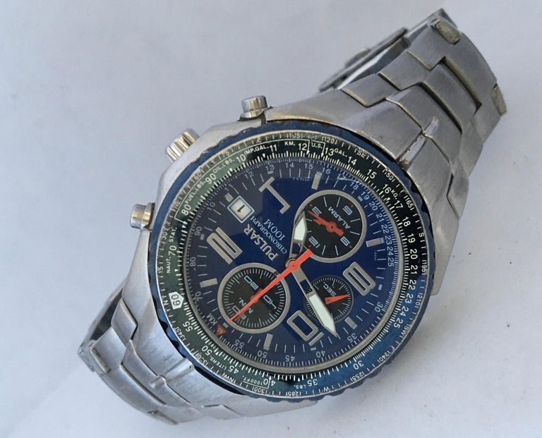 pulsar mens chronograph stopwatch stainless steel 100m quartz watch with date pt3003x1