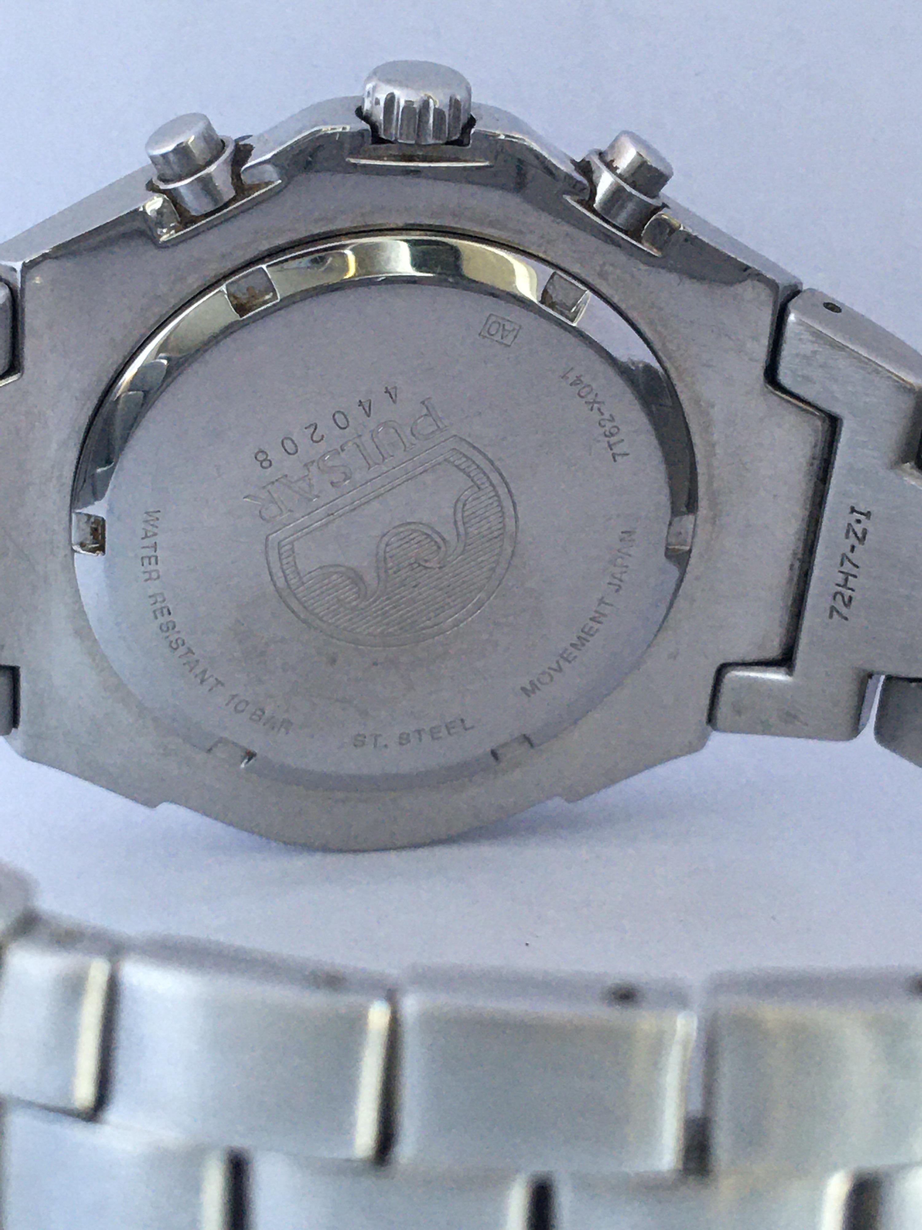 Pre-Owned Stainless Steel Pulsar Chronograph 100M Men’s Watch In Good Condition For Sale In Carlisle, GB