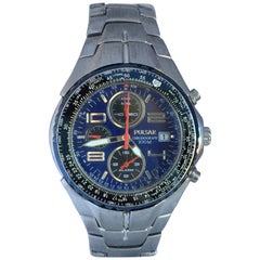 Montre pour hommes Pulsar Chronograph 100M en acier inoxydable d'occasion