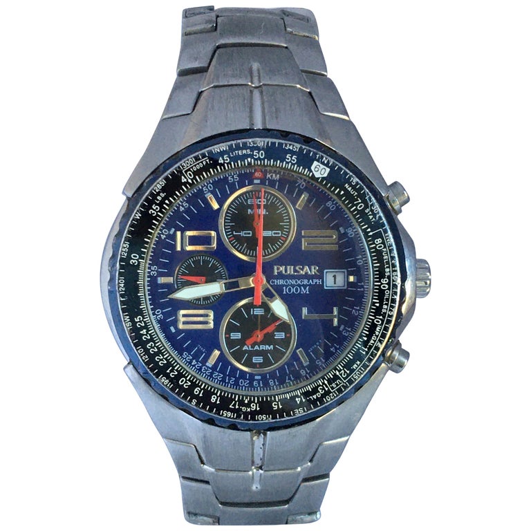 pulsar mens chronograph stopwatch stainless steel 100m quartz watch with date pt3003x1