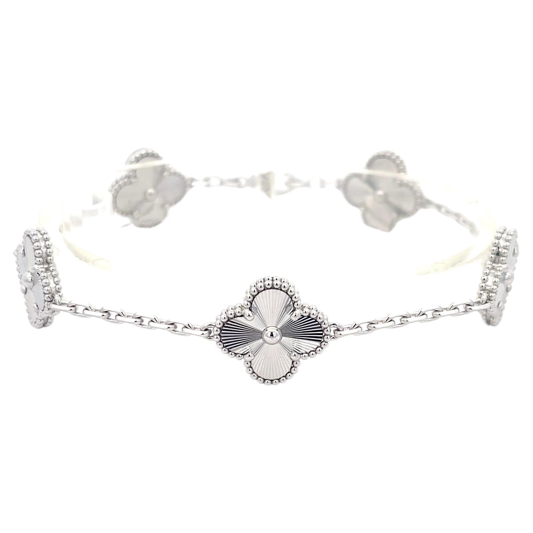 Pre-owned Van Cleef 
Arpels Alhambra 5 Motif Bracelet in 18K White Gold