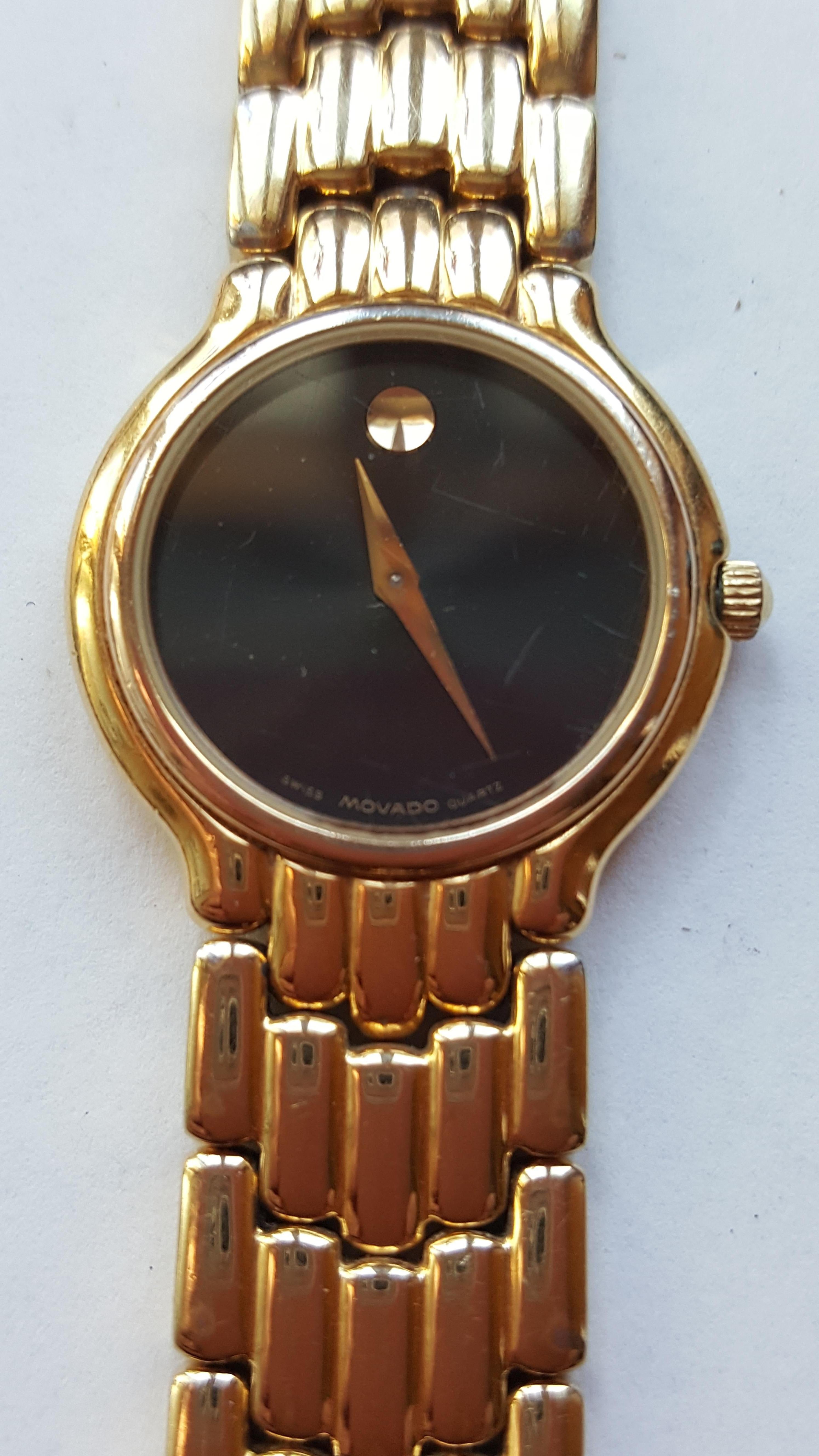 Modern Pre-owned Watch Case Black Face Movado Museum, Ladies Water Resistant