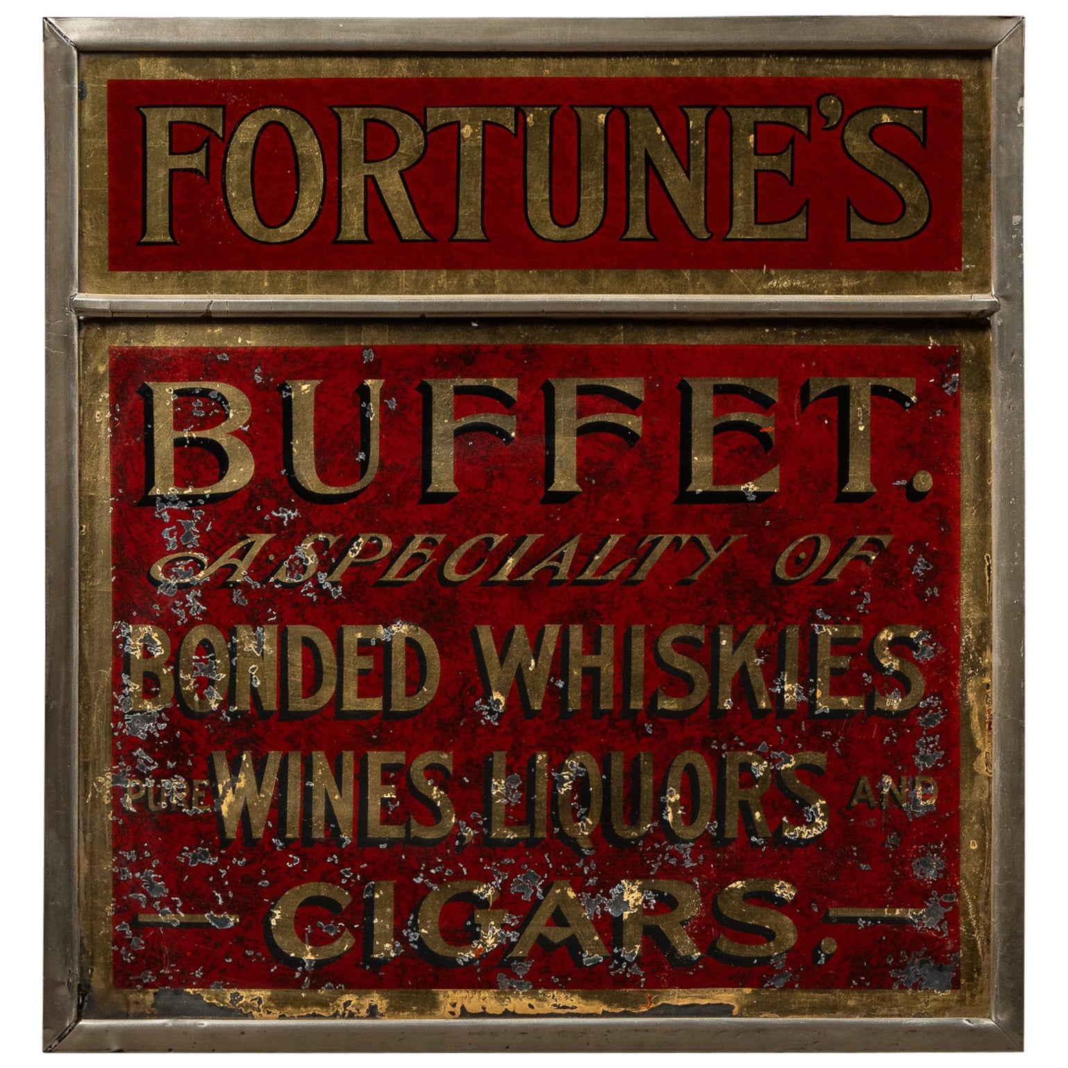 Pre-Prohibition Fortune's Buffet ROG Mirror Sign For Sale
