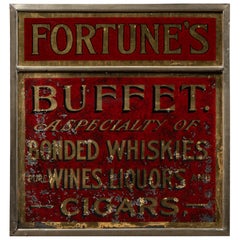 Antique Pre-Prohibition Fortune's Buffet ROG Mirror Sign