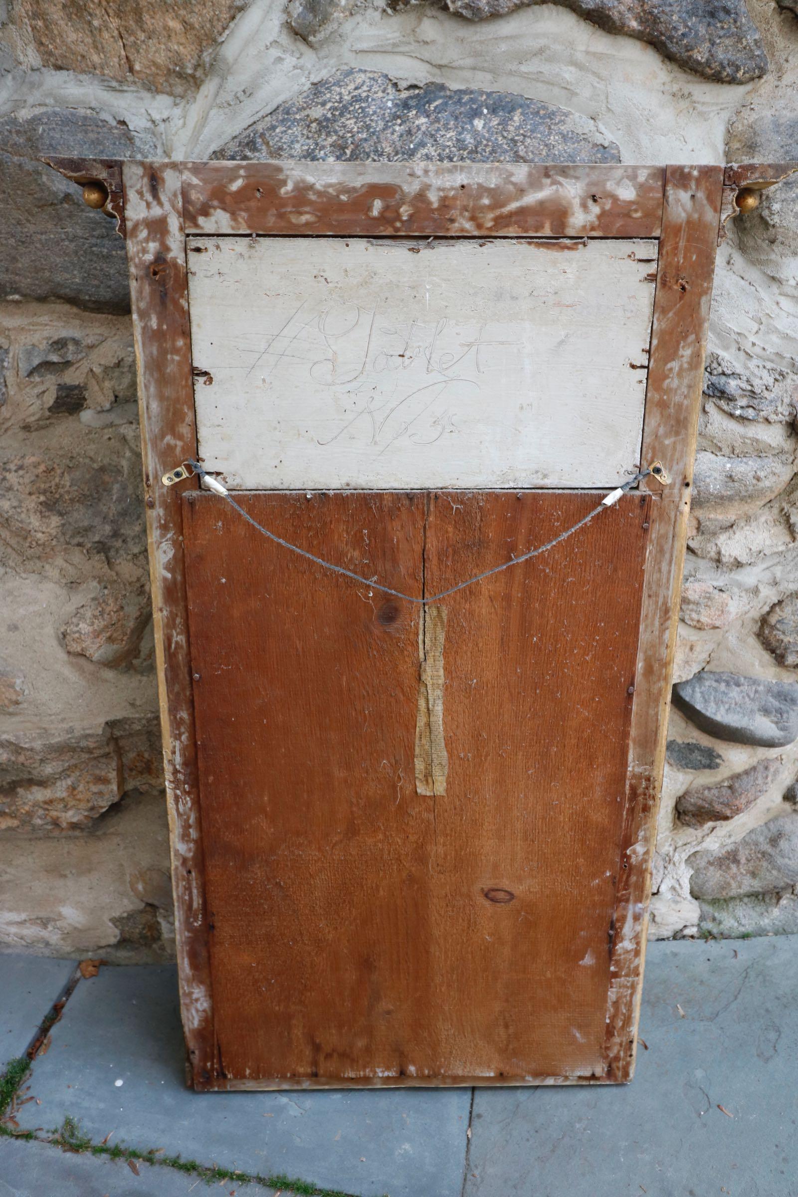 Pre Revolutionary Antique Gold Leaf Oversized Wall Mirror Original Glass For Sale 1