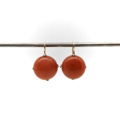 Pre-Revolutionary Russian 14K Gold Coral Earrings