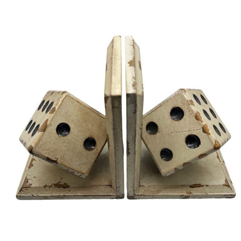 Elevate your bookshelf with a touch of modern charm using our Cream Wood Dice Bookends. These stylish accents blend contemporary design with shabby chic aesthetics, featuring a creamy finish and clean lines to effortlessly enhance the organization