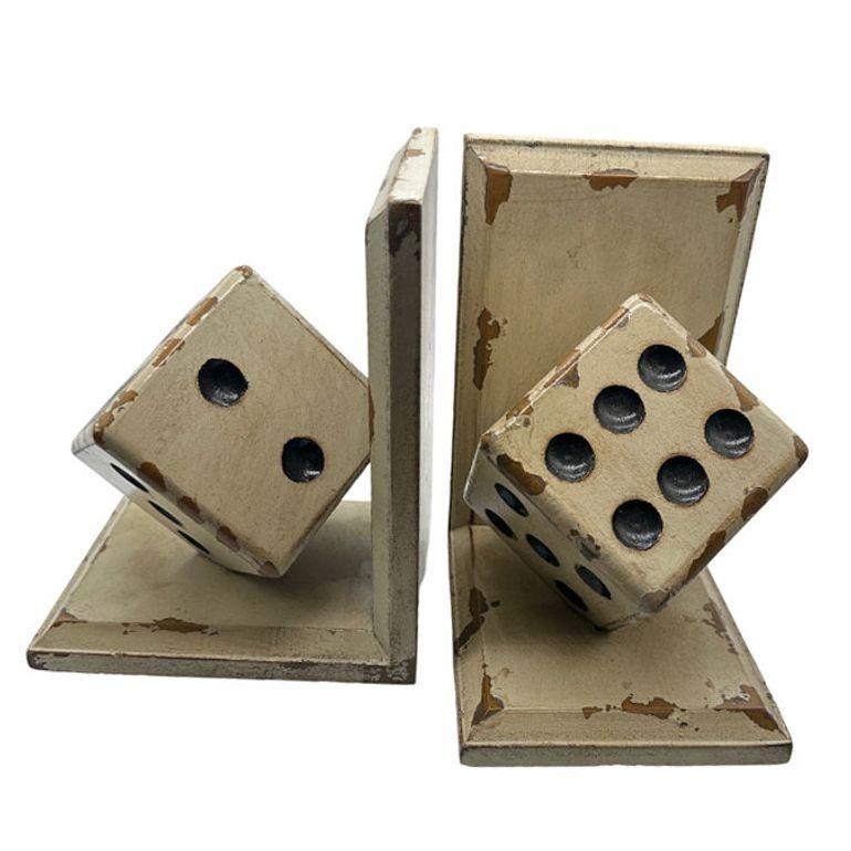 Pre-War Carved Wood Playing Dice Craps Bookends In Excellent Condition For Sale In Van Nuys, CA