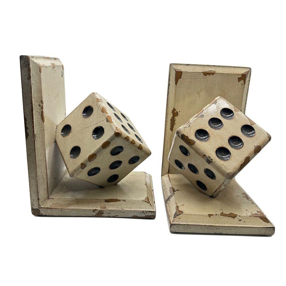 Mid-20th Century Pre-War Carved Wood Playing Dice Craps Bookends For Sale