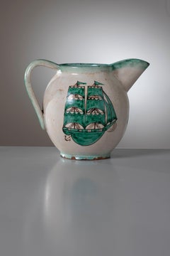 Pre-War Modernist Ceramic Pitcher by M.A.C.S. Vietri, Italy, 1930 ca.