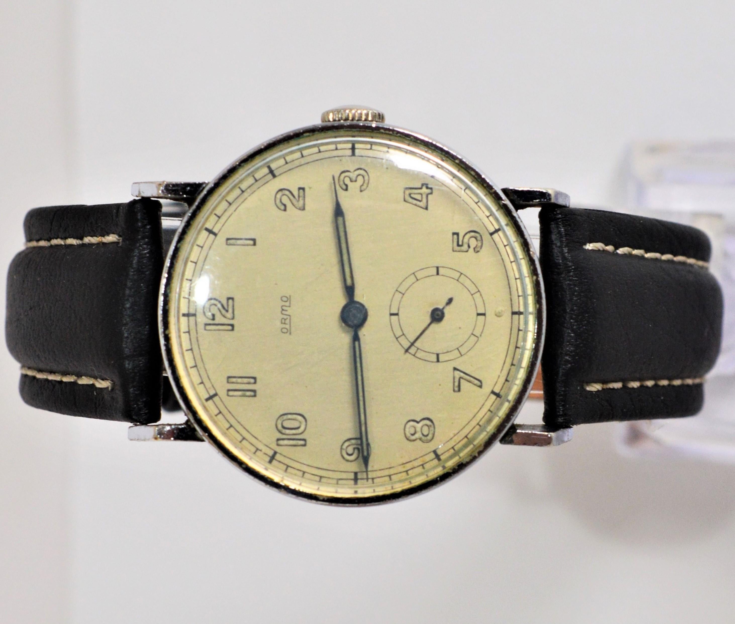 Pre War Ormo Wrist Watch by Raisch & Wossner, Germany  In Good Condition For Sale In Mount Kisco, NY