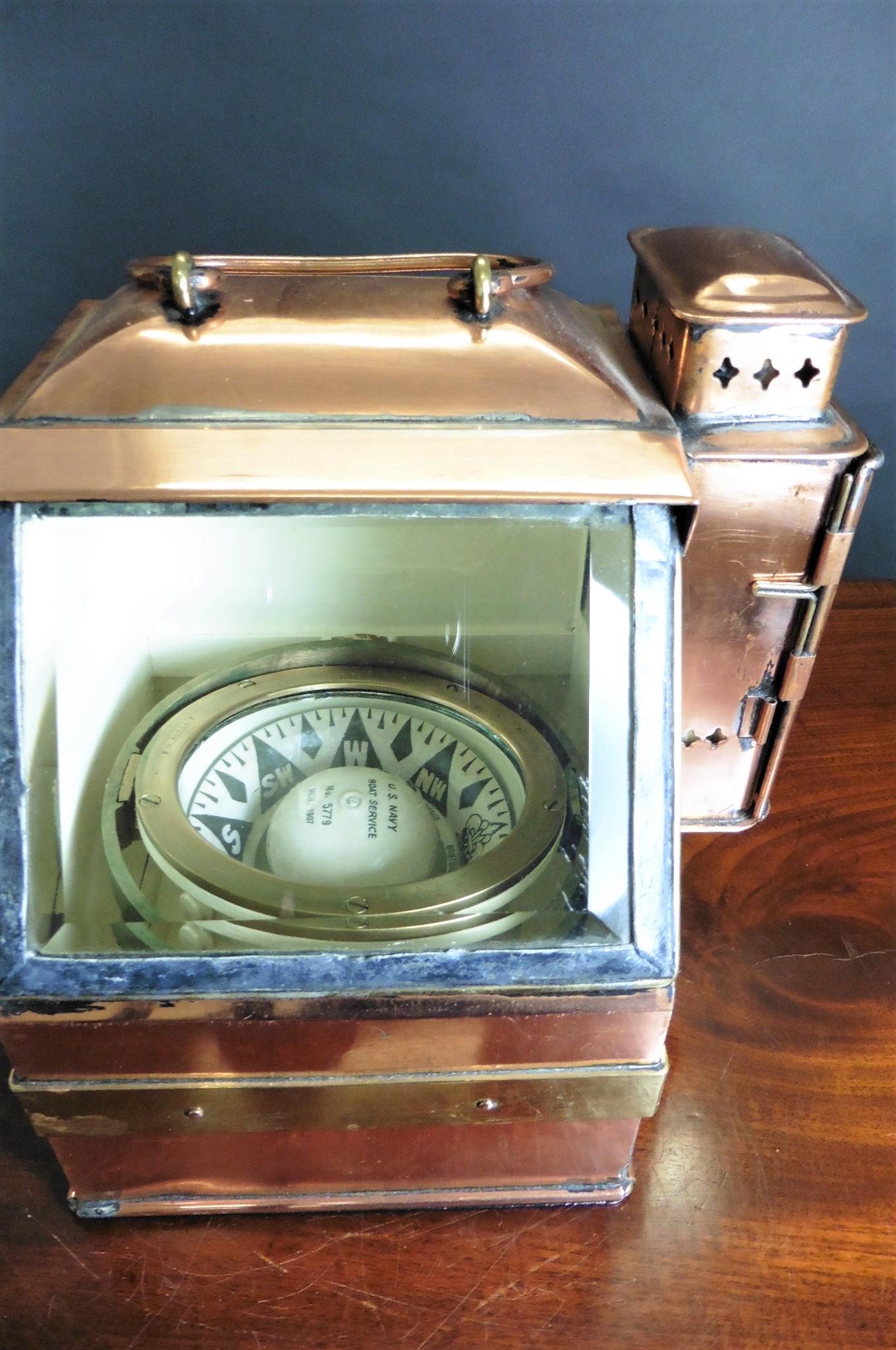 Nautischer Kompass aus der Zeit vor dem 1. Weltkrieg von E.S.Ritchie (Kupfer) im Angebot