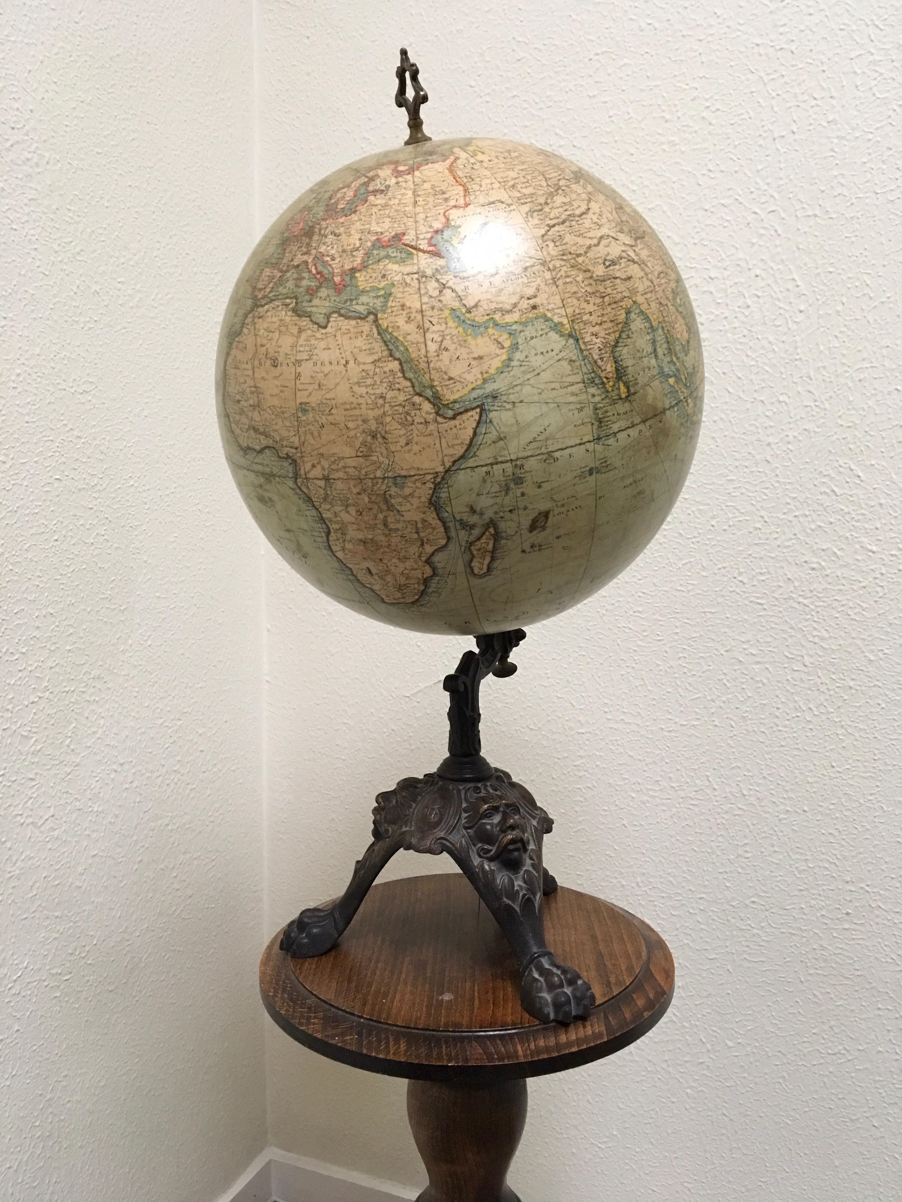 Pre-World War 1 Terrestrial Globe by J. Lebegue et Cie, Paris, France 7