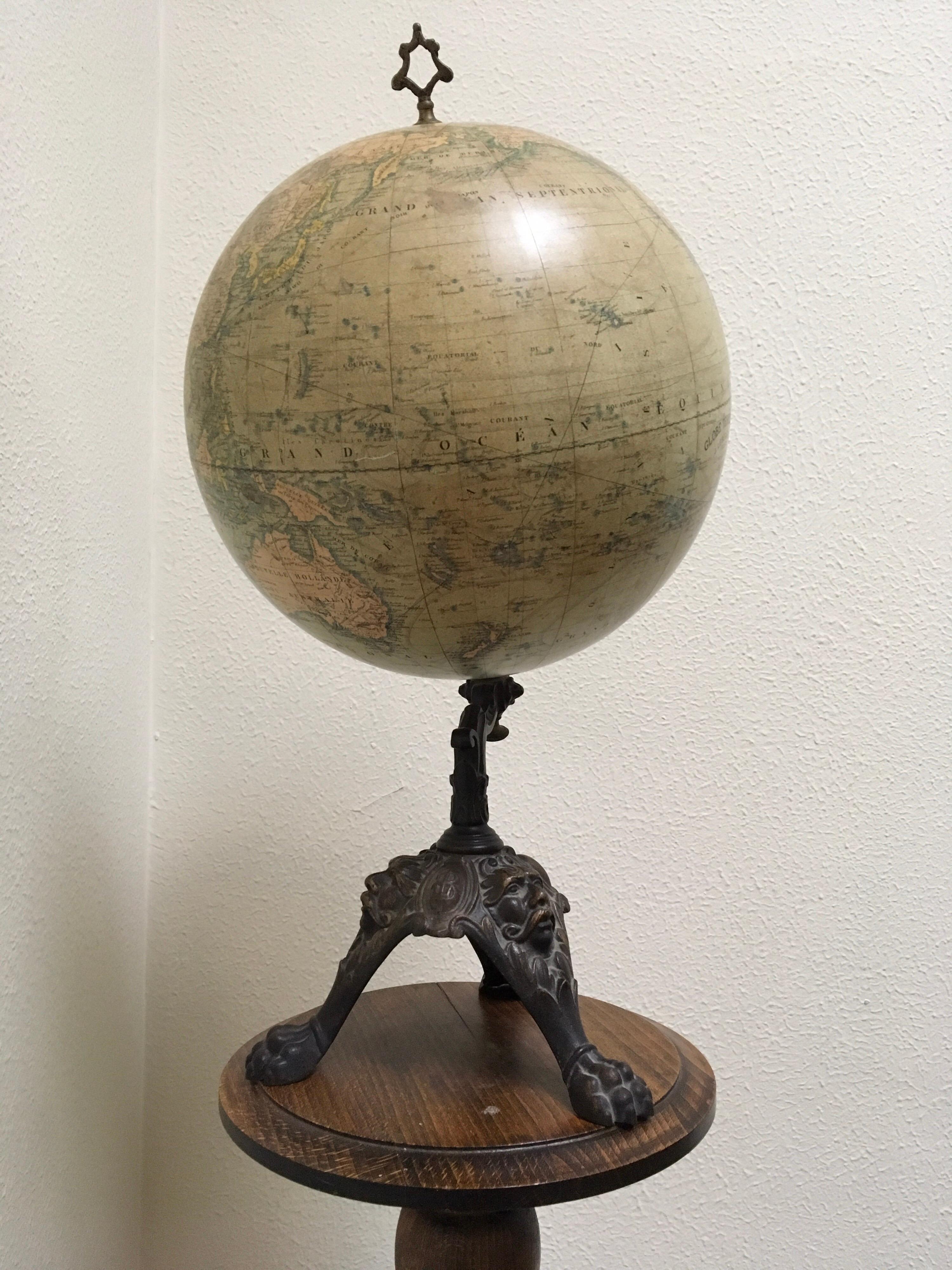 Globe terrestre d'avant la première guerre mondiale par J. Lebegue & Cie, Paris, France 10