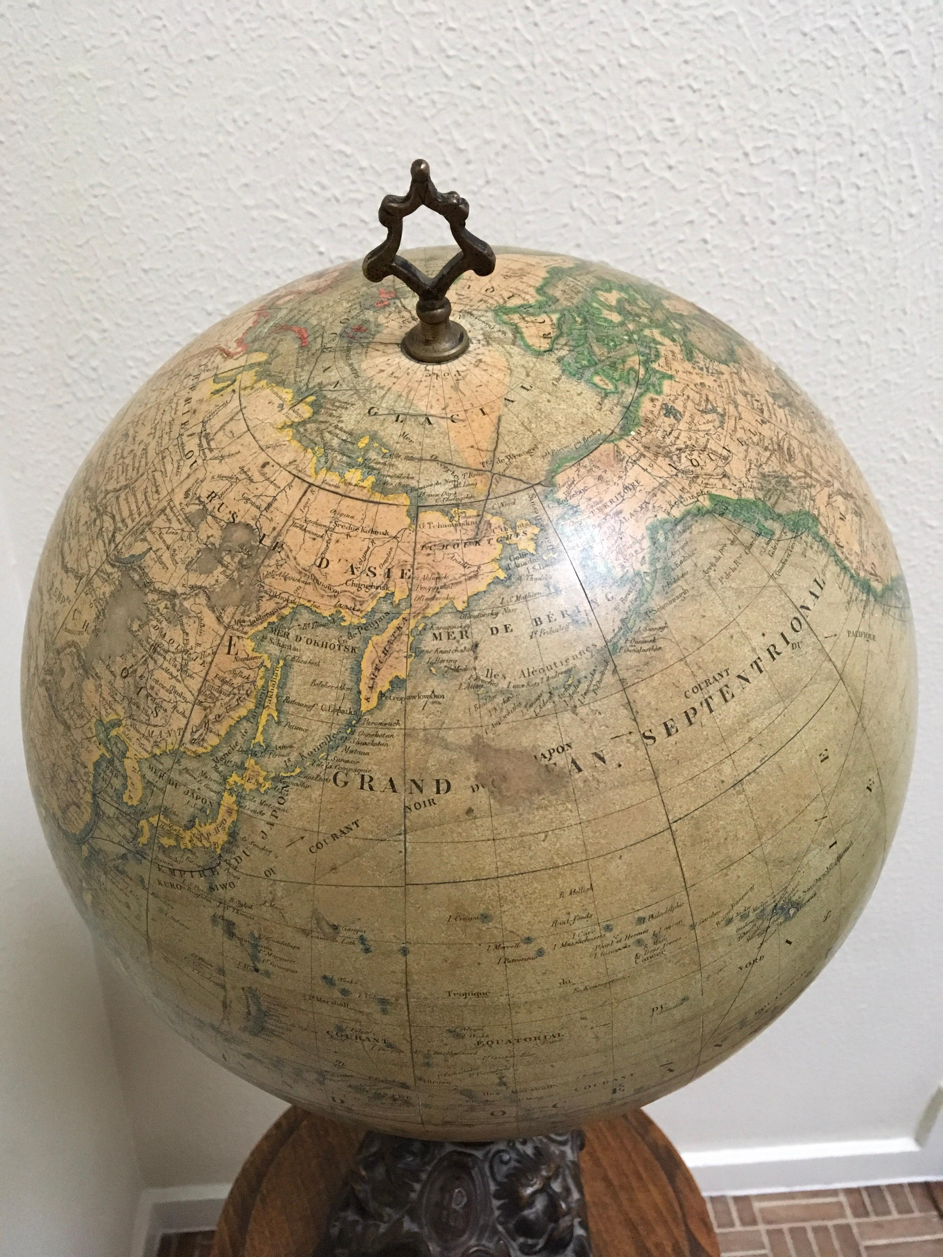 Pre-World War 1 Terrestrial Globe by J. Lebegue et Cie, Paris, France 9