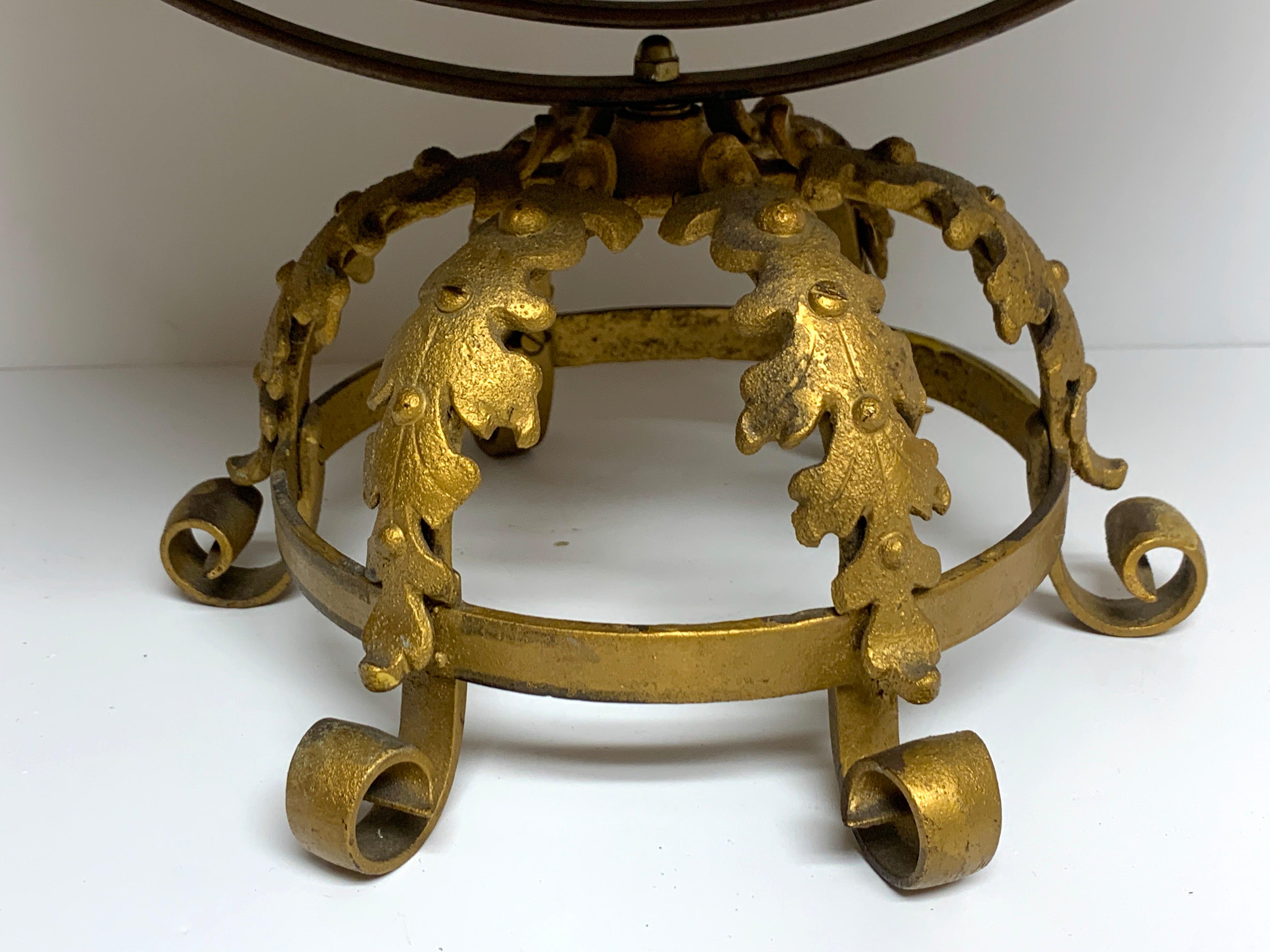 Pre WWII Globe on Art Deco Wrought Iron Stand by Repogle 2
