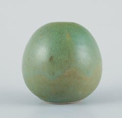 Preben Brandt Larsen, Danish ceramist. Unique ceramic vase with green glaze.