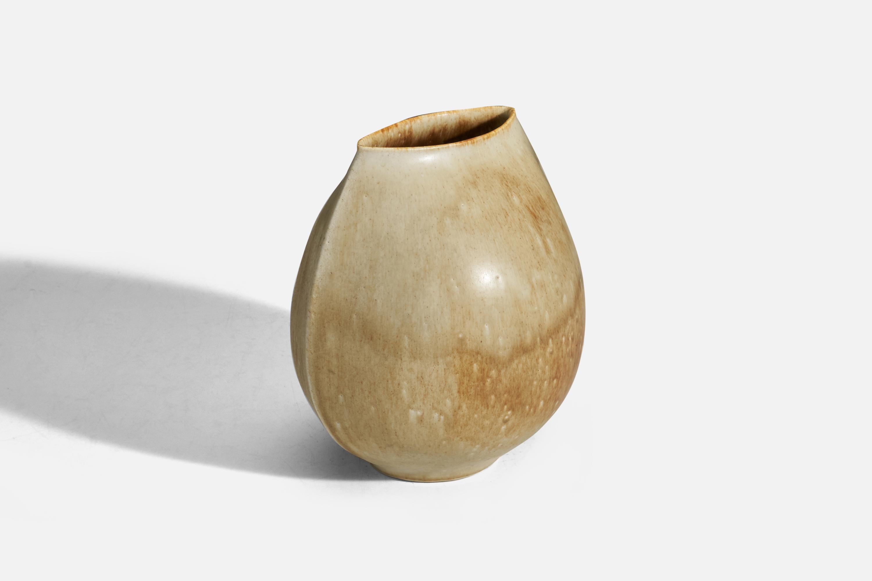 Scandinave moderne Preben Brandt Larsen, Vase, grès émaillé crème, Fejø, Danemark, années 1960 en vente